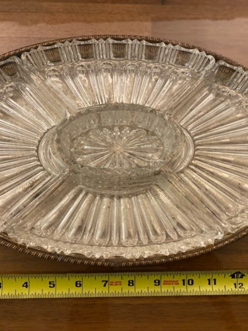 Vintage Crystal Divided Dish – Silver Plate Serving Tray